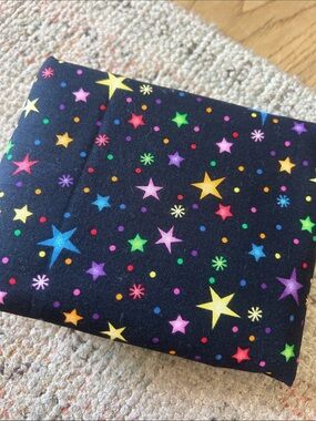 Black Cotton Fabric with Multicolor Stars